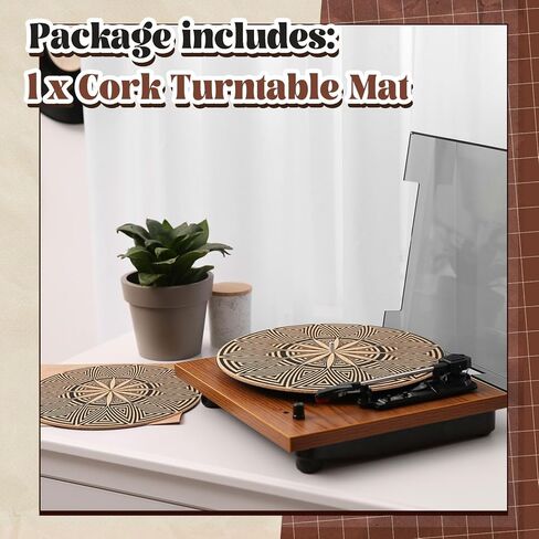 Cork Turntable Mat/3mm Thick for Better Sound Support on 11.8 Inches Vinyl LP Record Player Turntable Slipmat Psychedelic Geometric for Vinyl Record(Mix Pattern Art) in Kuwait