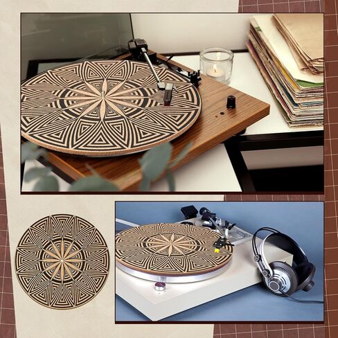 Cork Turntable Mat/3mm Thick for Better Sound Support on 11.8 Inches Vinyl LP Record Player Turntable Slipmat Psychedelic Geometric for Vinyl Record(Mix Pattern Art) in Kuwait