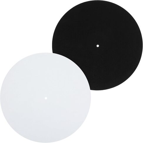 Record Player Mat, 2pcs Turntable Slipmat, 12Inch Felt Protective Platter Mat,Anti-Slip Static Pad for Home Vinyl Record Players(Black and White) in Kuwait