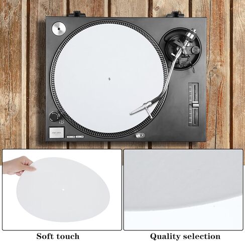 Record Player Mat, 2pcs Turntable Slipmat, 12Inch Felt Protective Platter Mat,Anti-Slip Static Pad for Home Vinyl Record Players(Black and White) in Kuwait