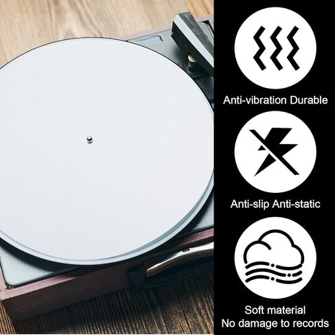 Record Player Mat, 2pcs Turntable Slipmat, 12Inch Felt Protective Platter Mat,Anti-Slip Static Pad for Home Vinyl Record Players(Black and White) in Kuwait