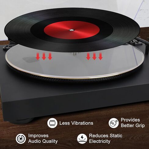 White Acrylic Turntable Slipmat for Vinyl Player, 12" Platter Mat Reduces Noise Anti-Static Turntable Accessory for Vinyl Record Players in Saudi Arabia