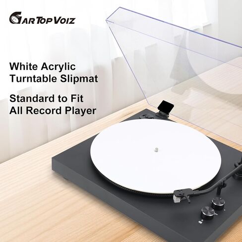 White Acrylic Turntable Slipmat for Vinyl Player, 12" Platter Mat Reduces Noise Anti-Static Turntable Accessory for Vinyl Record Players in Saudi Arabia