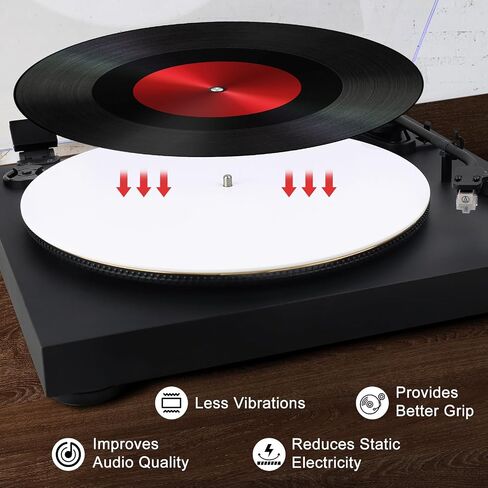 White Acrylic Turntable Slipmat for Vinyl Player, 12" Platter Mat Reduces Noise Anti-Static Turntable Accessory for Vinyl Record Players in Saudi Arabia