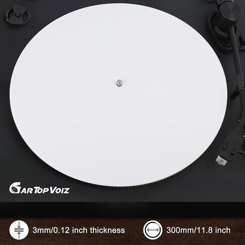 White Acrylic Turntable Slipmat for Vinyl Player, 12" Platter Mat Reduces Noise Anti-Static Turntable Accessory for Vinyl Record Players in Saudi Arabia