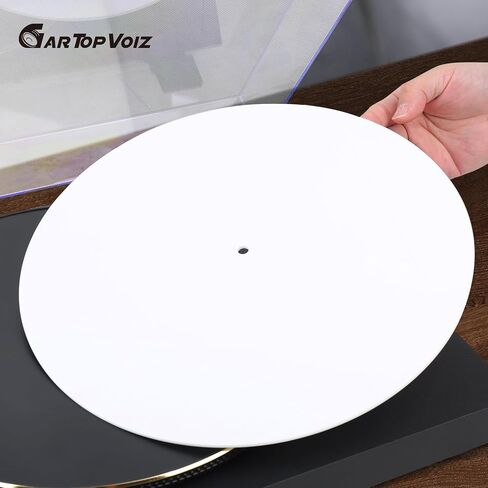 White Acrylic Turntable Slipmat for Vinyl Player, 12" Platter Mat Reduces Noise Anti-Static Turntable Accessory for Vinyl Record Players in Saudi Arabia