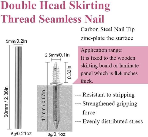 500pcs Double - Head Skirting Thread Seamless Nails with Sleeve Tool Non - Marks, Invisible Security Screws for Wood Veneer in Saudi Arabia