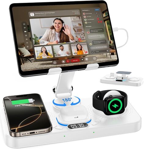 Wireless Charger 6 in 1 for Apple Charging Station for iPhone 16 Pro/15/14 Series, for AirPods Pro 4/3,Watch Charger for iWatch Series 10/9, Wireless Charging Station in Saudi Arabia