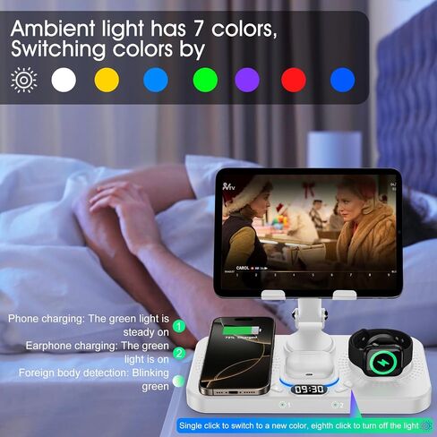 Wireless Charger 6 in 1 for Apple Charging Station for iPhone 16 Pro/15/14 Series, for AirPods Pro 4/3,Watch Charger for iWatch Series 10/9, Wireless Charging Station in Saudi Arabia