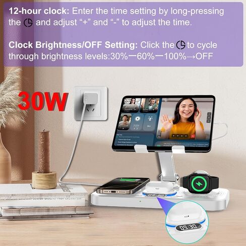 Wireless Charger 6 in 1 for Apple Charging Station for iPhone 16 Pro/15/14 Series, for AirPods Pro 4/3,Watch Charger for iWatch Series 10/9, Wireless Charging Station in Saudi Arabia