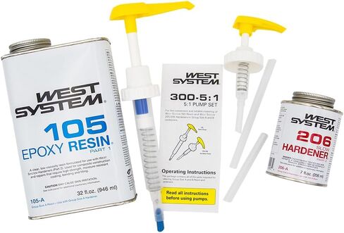 حزمة West System 105A Epoxy الراتنج (32 أونصة سائلة) مع مقوي إيبوكسي بطيء 206A (7 أونصة سائلة). تتضمن أيضًا مضخة واحدة من الراتنج ومضخة واحدة للتصلب. in Saudi Arabia