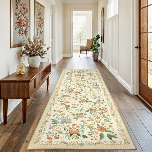 Area Rugs 8x10, Washable Floral Rug Non Slip Large Living Room Rug Vintage Distressed Soft Carpet for Bedroom, Dinning Room, Home Office in Kuwait