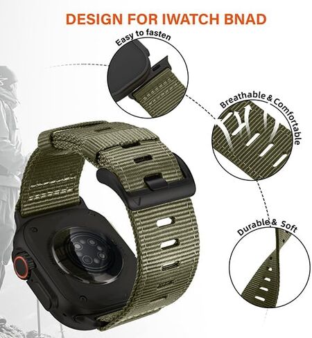 Nylon Watch Band for Apple Watch Ultra 3/2/1 Band with Reinforced Connector | For Apple Watch 49mm 46mm 45mm 44mm 42mm(Series 1 2 3), Adjustable Breathable iWatch Straps 11/10/9/8/7/6/SE/5/4/3/2/1 in Saudi Arabia