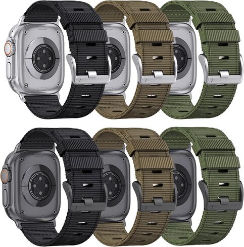 Nylon Watch Band for Apple Watch Ultra 3/2/1 Band with Reinforced Connector | For Apple Watch 49mm 46mm 45mm 44mm 42mm(Series 1 2 3), Adjustable Breathable iWatch Straps 11/10/9/8/7/6/SE/5/4/3/2/1 in Saudi Arabia