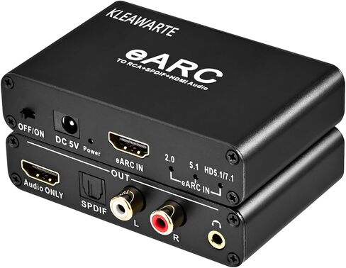 eARC Audio Extractor HDMI ARC Audio Converter eARC to HDMI Audio Optical/SPDIF RCA L/R 3.5mm Jack Digital to Analog Adapter DAC Converter in Kuwait