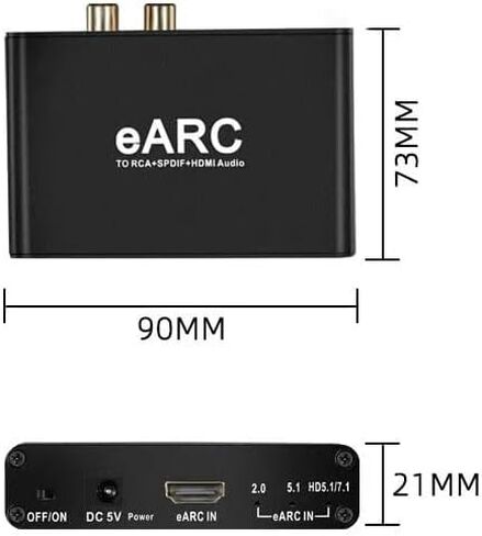 eARC Audio Extractor HDMI ARC Audio Converter eARC to HDMI Audio Optical/SPDIF RCA L/R 3.5mm Jack Digital to Analog Adapter DAC Converter in Kuwait