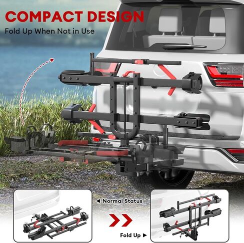 Hitch 2 EBike Rack with Ramp, 170lbs Capacity Electric Bike Carrier Foldable for 2 Heavy Ebike, Up to 5-inch Fat Tire Bicycle, 2" Receiver for Car, SUV, RV, Truck, Black in Saudi Arabia
