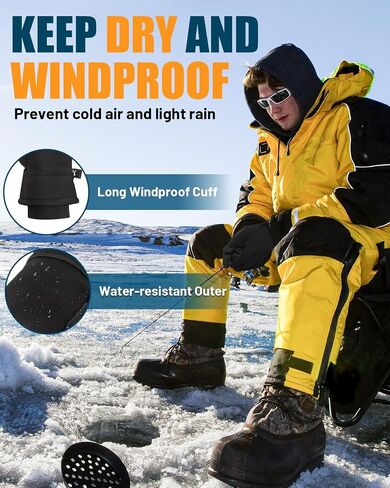 RIGWARL Thick Winter Gloves Men Women, Gloves for Cold Weather with Extended Cuffs, Warm Thermal Windproof Touchscreen Glove for Running, Hiking, Skiing, Snow, Walking The Dog, Camping, Biking in Saudi Arabia