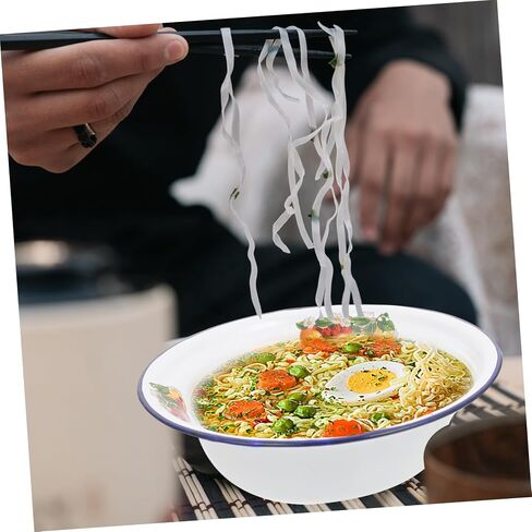 Multipurpose Enamel Basin Vintage Style Lightweight Kitchen Accessory for Washing Stirring Storage Compact Retro Soup and Noodle Bowl with Fine Workmanship Practical Gift Option in Saudi Arabia