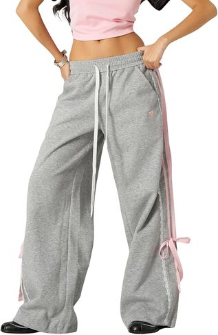 Aelfric Eden Lace Stripe Patcwork Plants Pants غير الرسمي للنساء بنطلون الساق المرنة مرنة in Saudi Arabia