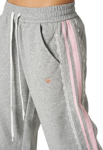 Aelfric Eden Lace Stripe Patcwork Plants Pants غير الرسمي للنساء بنطلون الساق المرنة مرنة in Saudi Arabia