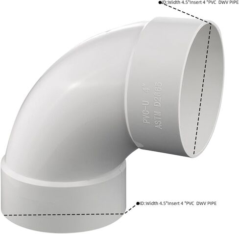 4 "PVC DWV Sanitary 90 ° الكوع منحنى لنفايات الصرف وتجهيزات أنابيب PVC تربط محول اقتران أبيض (4 بوصات) in Saudi Arabia