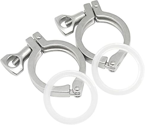 QiiMii Stainless Steel 304 Heavy Duty Sanitary Clamp Single Pin Tri Clover 2 inch with 1 pc Silicone Gasket in Saudi Arabia