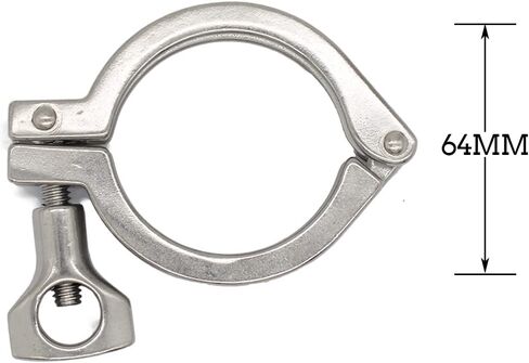 QiiMii Stainless Steel 304 Heavy Duty Sanitary Clamp Single Pin Tri Clover 2 inch with 1 pc Silicone Gasket in Saudi Arabia