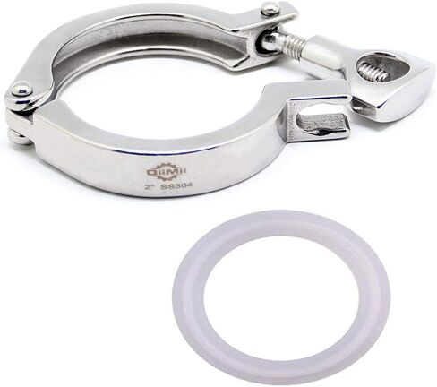 QiiMii Stainless Steel 304 Heavy Duty Sanitary Clamp Single Pin Tri Clover 2 inch with 1 pc Silicone Gasket in Saudi Arabia