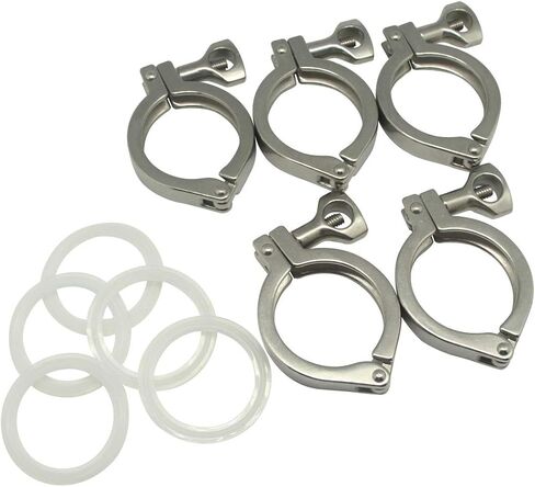 QiiMii Stainless Steel 304 Heavy Duty Sanitary Clamp Single Pin Tri Clover 2 inch with 1 pc Silicone Gasket in Saudi Arabia