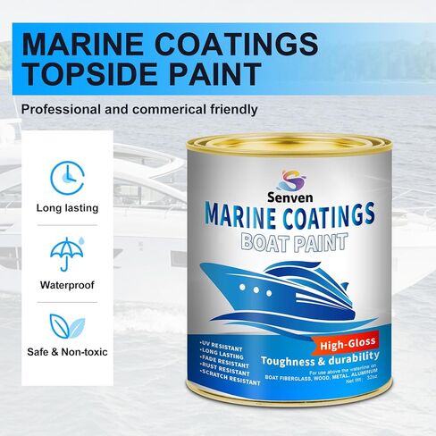 Boat Paint, 35 Oz, Gloss White, Marine Paint, Boat Topside Bottom Enamel Paint, Marine Paint for Boats, Wood, Fiberglass, Aluminum, Metals, Oil-Based Epoxy Paint White in Saudi Arabia