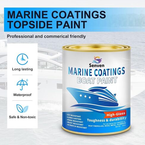 Boat Paint, 35 Oz, Gloss White, Marine Paint, Boat Topside Bottom Enamel Paint, Marine Paint for Boats, Wood, Fiberglass, Aluminum, Metals, Oil-Based Epoxy Paint White in Saudi Arabia