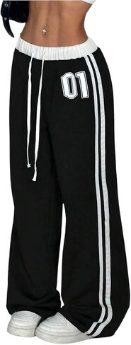 SOLY HUX Women's Drawstring Waist Sports Sweatpants Retro Wide Leg Baggy Pants Streetwear in Saudi Arabia