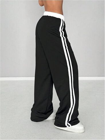 SOLY HUX Women's Drawstring Waist Sports Sweatpants Retro Wide Leg Baggy Pants Streetwear in Saudi Arabia