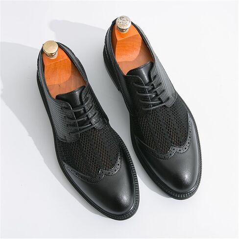 FOTN Mens Hollowed Mesh Brogue Formal Oxford Shoes Casual Lightweight Wingtip Business Dress Work Derby Shoes (White,8.5) in Saudi Arabia