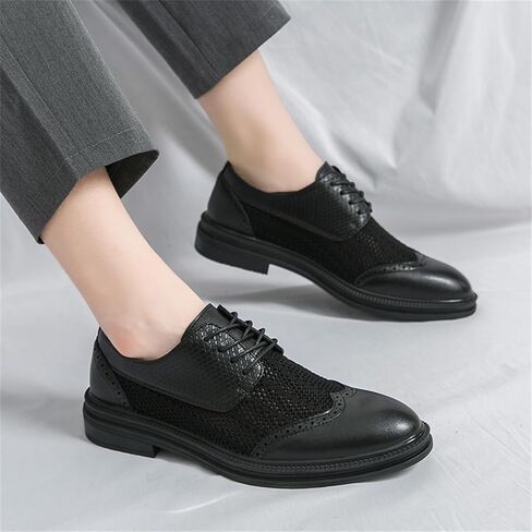 FOTN Mens Hollowed Mesh Brogue Formal Oxford Shoes Casual Lightweight Wingtip Business Dress Work Derby Shoes (White,8.5) in Saudi Arabia