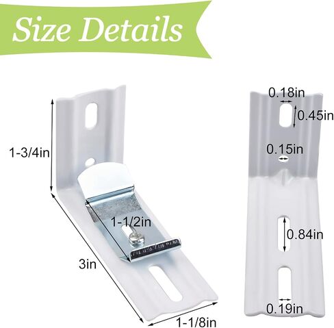 Curtain Brackets for Blinds, 4 Pcs Metal L- Shaped Brackets Honeycomb Blinds Bracket Snap Clips Side Mounting Blind Headrail Holder Replacements for Cellular Shades in Saudi Arabia