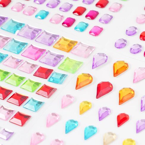 Buylorco 3120pcs Self Adhesive Gem Sticker Gemstone Rhinestone Sticker Sticky Gem Stick on Gem, 12 Sheets, 19 Colors, 6mm in Saudi Arabia