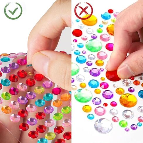 Buylorco 3120pcs Self Adhesive Gem Sticker Gemstone Rhinestone Sticker Sticky Gem Stick on Gem, 12 Sheets, 19 Colors, 6mm in Saudi Arabia