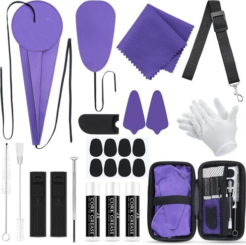 BOAO 25 PCS KING Saxophone Kit All في مجموعة واحدة مع مسحة ، قماشية تنظيف ، صناديق القصب ، شحم الفلين ، راحة الإبهام ، فرشاة لسان حال ، مجموعة العناية الأساسية لأدوات الرياح الساكس in Saudi Arabia
