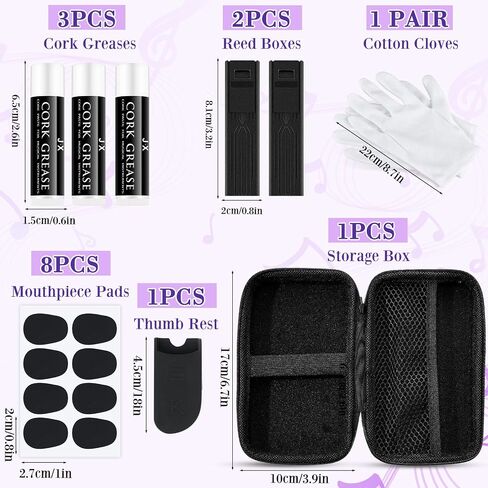 BOAO 25 PCS KING Saxophone Kit All في مجموعة واحدة مع مسحة ، قماشية تنظيف ، صناديق القصب ، شحم الفلين ، راحة الإبهام ، فرشاة لسان حال ، مجموعة العناية الأساسية لأدوات الرياح الساكس in Saudi Arabia