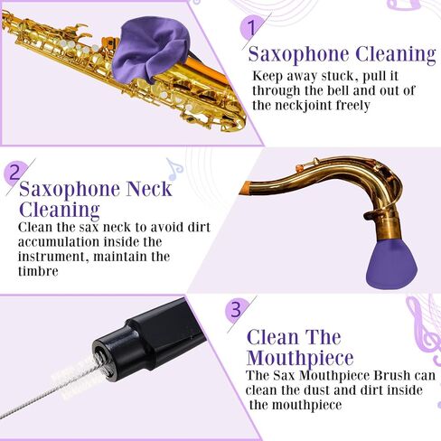 BOAO 25 PCS KING Saxophone Kit All في مجموعة واحدة مع مسحة ، قماشية تنظيف ، صناديق القصب ، شحم الفلين ، راحة الإبهام ، فرشاة لسان حال ، مجموعة العناية الأساسية لأدوات الرياح الساكس in Saudi Arabia