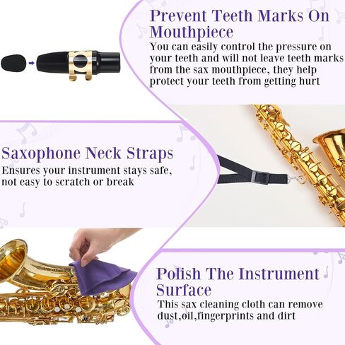 BOAO 25 PCS KING Saxophone Kit All في مجموعة واحدة مع مسحة ، قماشية تنظيف ، صناديق القصب ، شحم الفلين ، راحة الإبهام ، فرشاة لسان حال ، مجموعة العناية الأساسية لأدوات الرياح الساكس in Saudi Arabia
