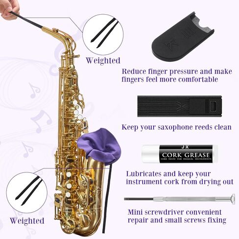 BOAO 25 PCS KING Saxophone Kit All في مجموعة واحدة مع مسحة ، قماشية تنظيف ، صناديق القصب ، شحم الفلين ، راحة الإبهام ، فرشاة لسان حال ، مجموعة العناية الأساسية لأدوات الرياح الساكس in Saudi Arabia
