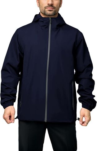 Rain Jacket Men Waterproof Windbreaker Lightweight Hooded Casual Coat for Daily Hiking Cycling Coat in Saudi Arabia
