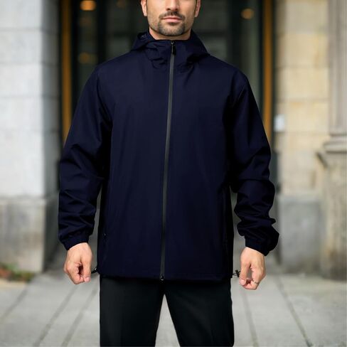 Rain Jacket Men Waterproof Windbreaker Lightweight Hooded Casual Coat for Daily Hiking Cycling Coat in Saudi Arabia