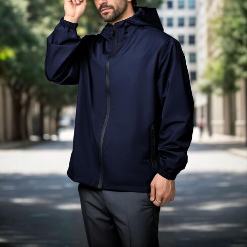 Rain Jacket Men Waterproof Windbreaker Lightweight Hooded Casual Coat for Daily Hiking Cycling Coat in Saudi Arabia