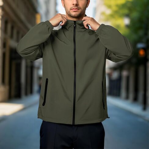 Rain Jacket Men Waterproof Windbreaker Lightweight Hooded Casual Coat for Daily Hiking Cycling Coat in Saudi Arabia