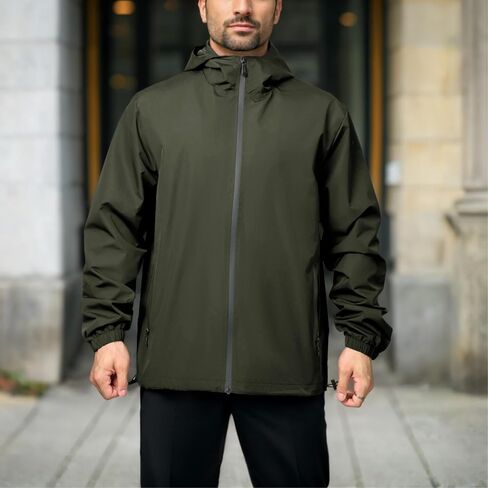 Rain Jacket Men Waterproof Windbreaker Lightweight Hooded Casual Coat for Daily Hiking Cycling Coat in Saudi Arabia