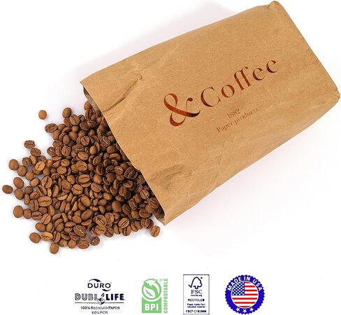 أكياس ورقية Kraft FSC - مصنوعة في الولايات المتحدة الأمريكية (500CT ، 4 رطل) in Kuwait